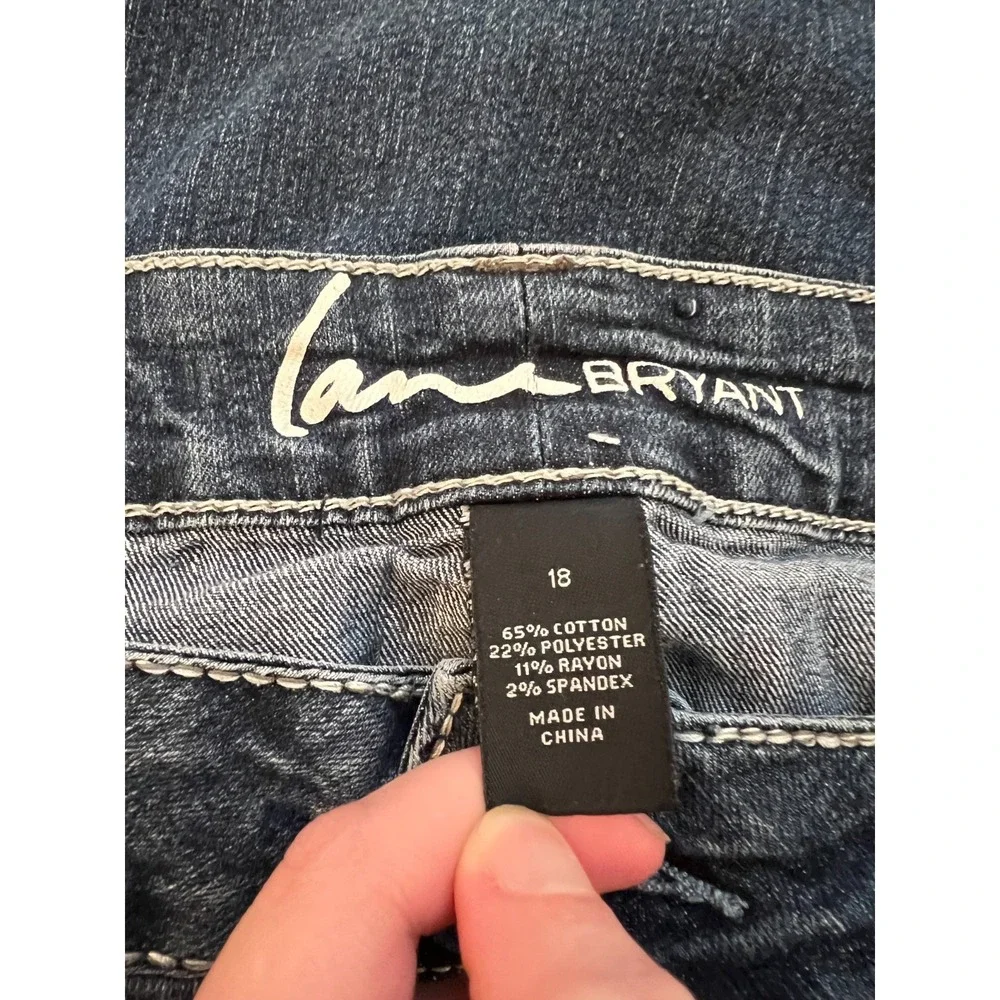 Lane Bryant Slim Bootcut Jeans Women's Plus 18 Blue Medium Wash Y2K Flap Pocket‎